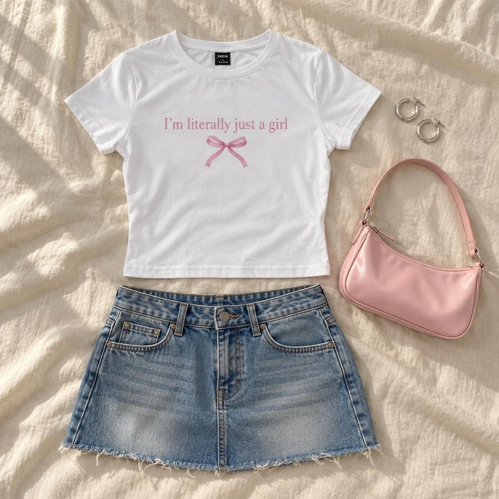 "I'm literally just a girl" white baby tee, size Small